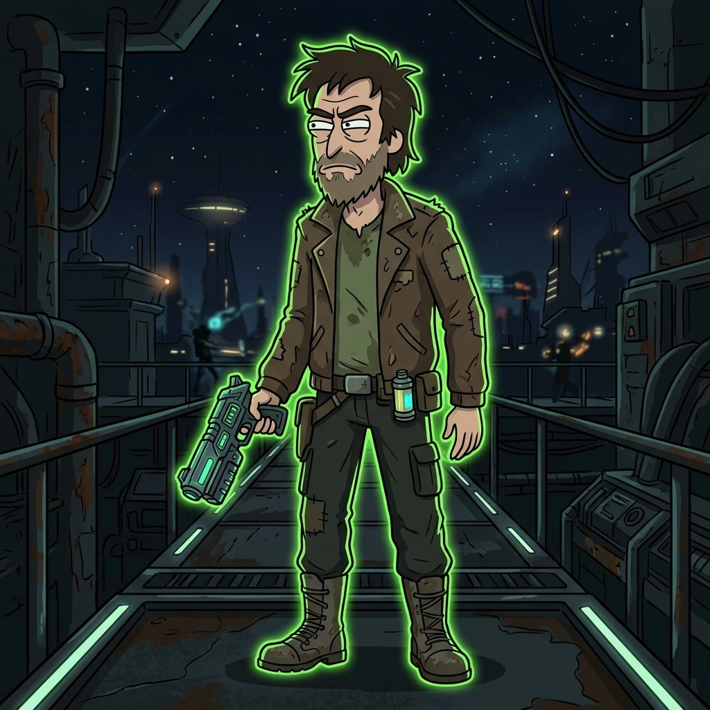 Cartoon man with pistol